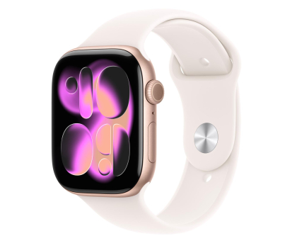 Smartwatch APPLE Watch Series 11 GPS 42mm Aluminiowa koperta (różowe złoto)/ Sportowy pasek (łagodny róż) - rozmiar S/M
